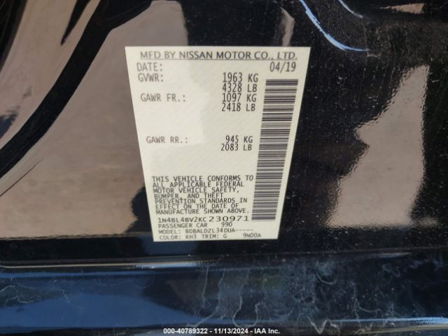 1N4BL4BV2KC230971 Nissan Altima 2.5 S