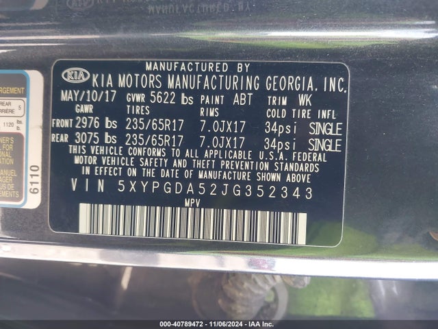 KIA Sorento 3.3l Lx 2018 5XYPGDA52JG352343 Image 9