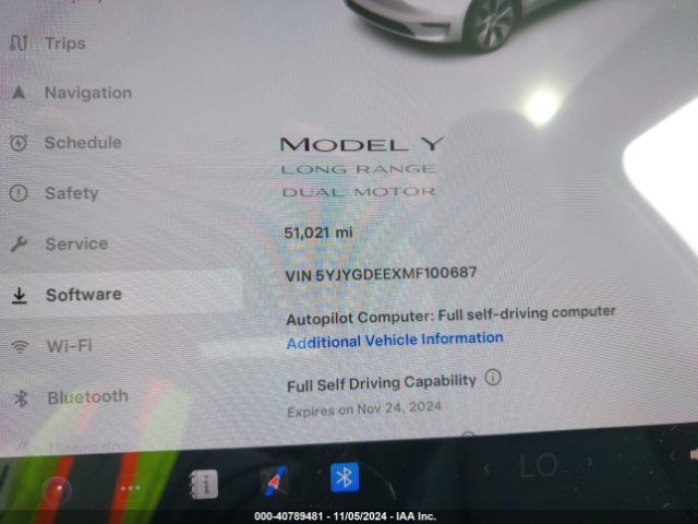 5YJYGDEEXMF100687 Tesla Model Y Long Range Dual Motor All-wheel Drive