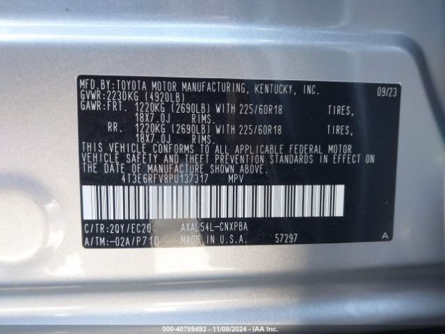 4T3E6RFV8PU137317 Toyota Rav4 Hybrid Xse