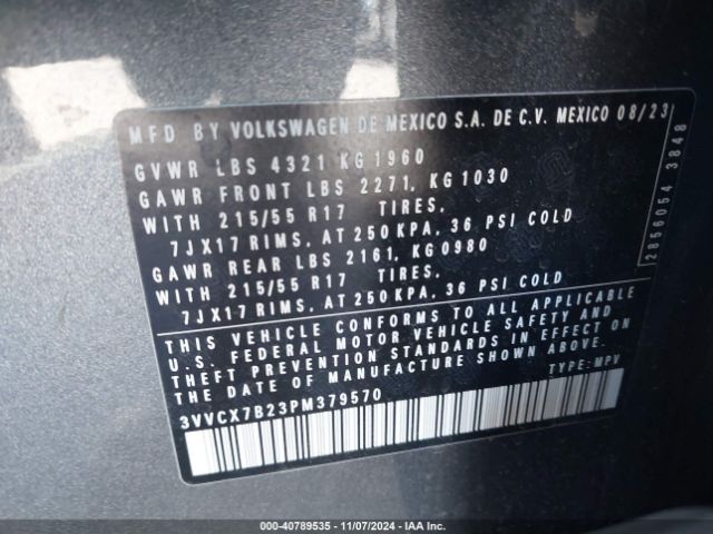 3VVCX7B23PM379570 Volkswagen Taos 1.5t S
