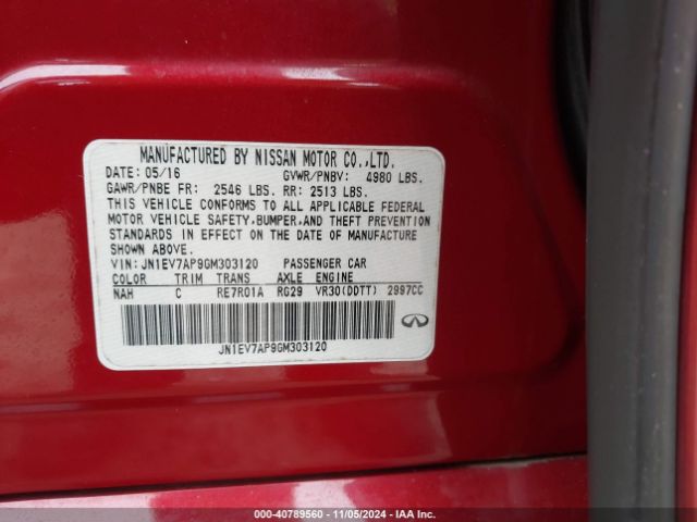 JN1EV7AP9GM303120 Infiniti Q50 3.0t Premium