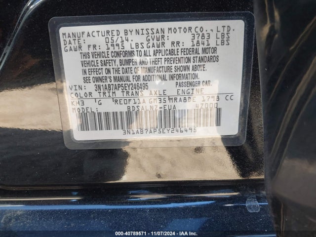 Nissan Sentra Fe+ Sv 2014 3N1AB7AP5EY246495 Image 9