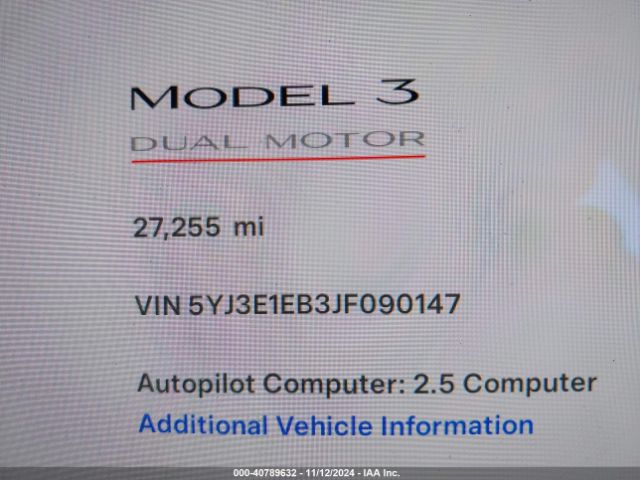5YJ3E1EB3JF090147 Tesla Model 3 Long Range/performance