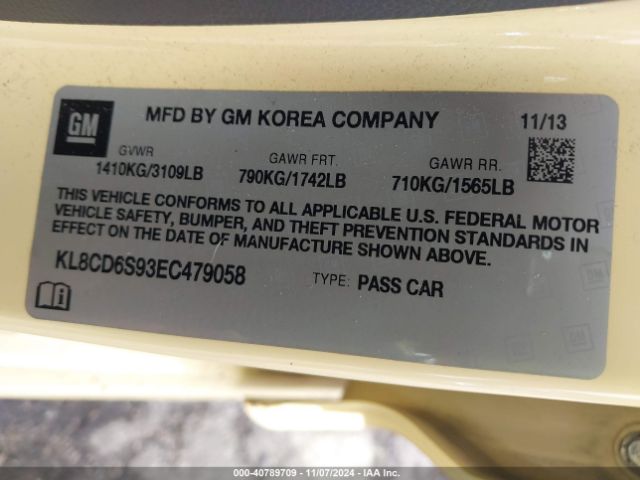 KL8CD6S93EC479058 Chevrolet Spark 1lt Auto