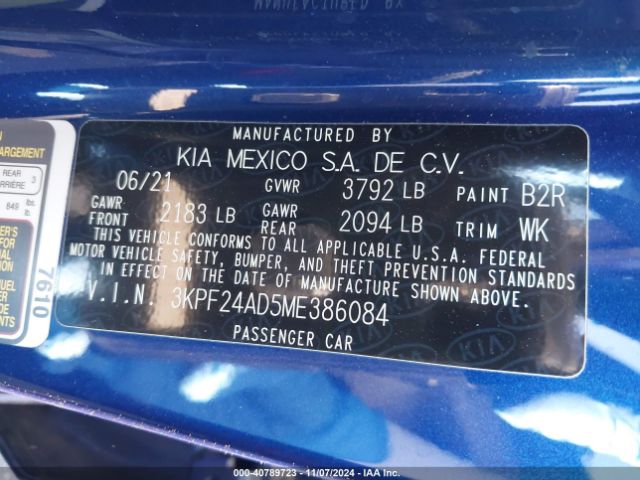 3KPF24AD5ME386084 KIA Forte Lxs