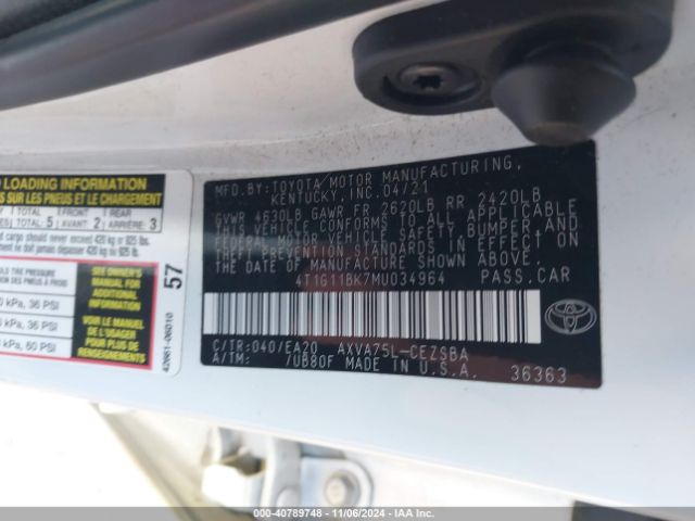 4T1G11BK7MU034964 Toyota Camry Se Awd