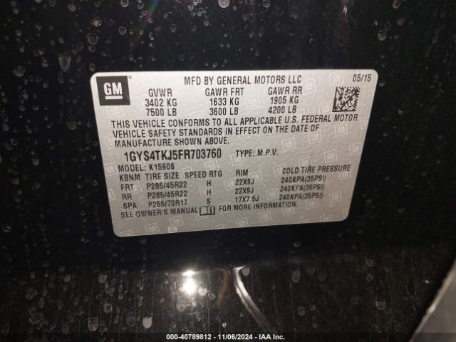 1GYS4TKJ5FR703760 Cadillac Escalade Esv Premium