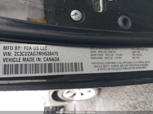 Dodge Challenger Sxt 2021 2C3CDZAG7MH538475 Image 9