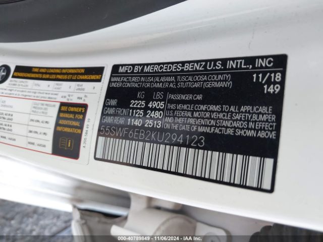 55SWF6EB2KU294123 Mercedes-Benz Amg C 43 4matic
