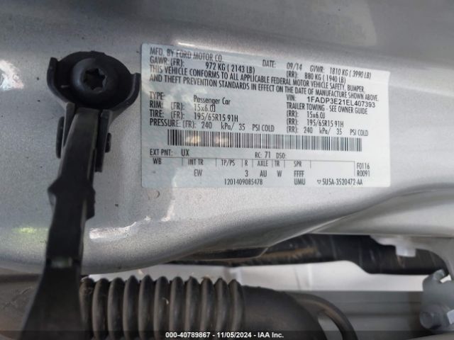 1FADP3E21EL407393 Ford FOCUS S