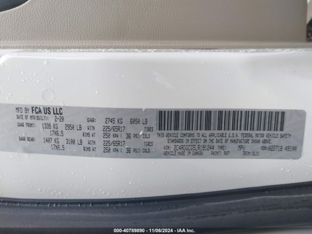 2C4RDGCG5LR191244 Dodge Grand Caravan Sxt