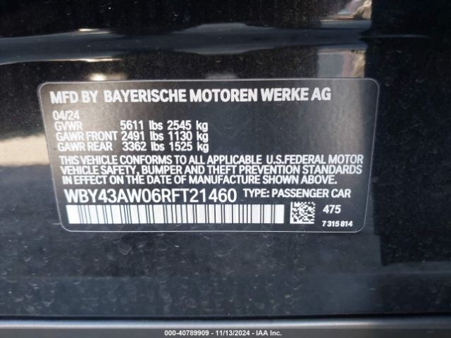 WBY43AW06RFT21460 BMW I4 Edrive35