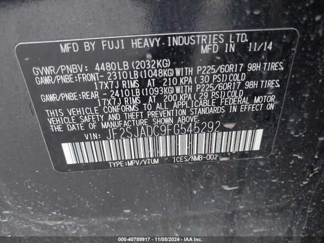 JF2SJADC9FG545292 Subaru Forester 2.5i Premium