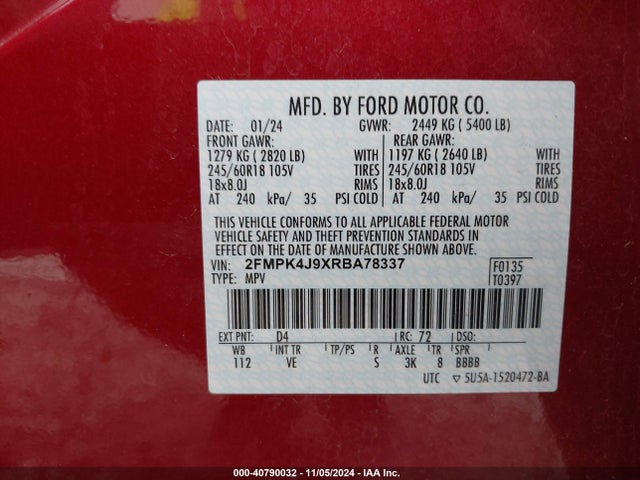 Ford EDGE SEL 2024 2FMPK4J9XRBA78337 Image 9