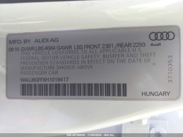 WAUJ8GFFXH1019417 Audi A3 2.0t Premium