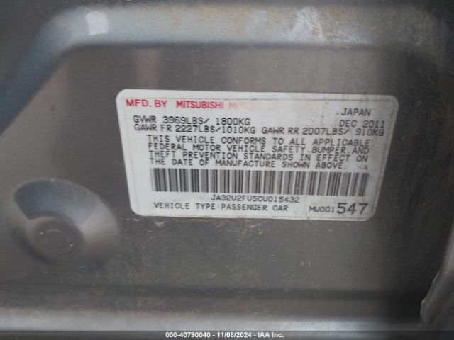 2012 MITSUBISHI LANCER JA32U2FU5CU015432 Photo 8