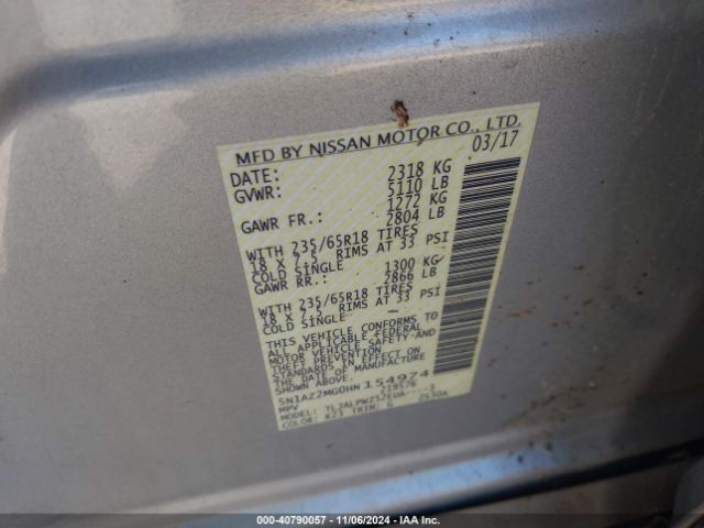 5N1AZ2MG0HN154974 Nissan MURANO S