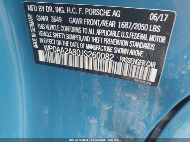 2018 PORSCHE 718 CAYMAN WP0AA2A80JS260082 Photo 8