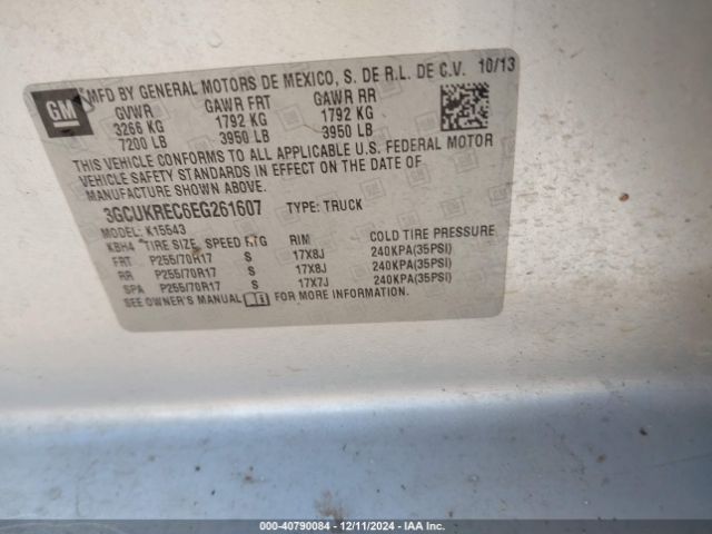 3GCUKREC6EG261607 Chevrolet Silverado 1500 1lt