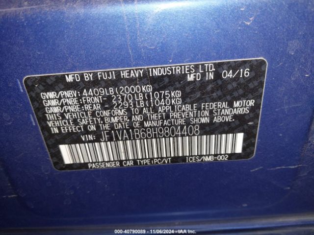 JF1VA1B68H9804408 Subaru WRX