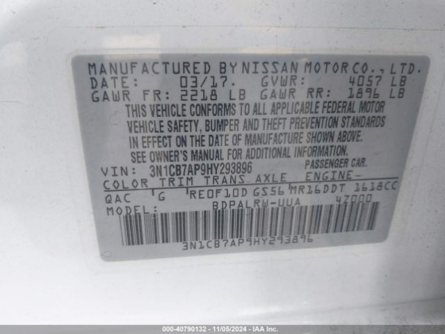 3N1CB7AP9HY293896 Nissan Sentra Sr Turbo