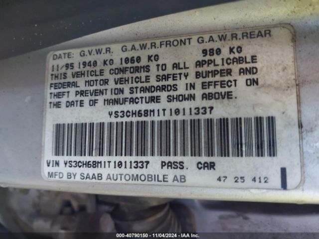 1996 SAAB 9000 YS3CH68M1T1011337 Photo 8