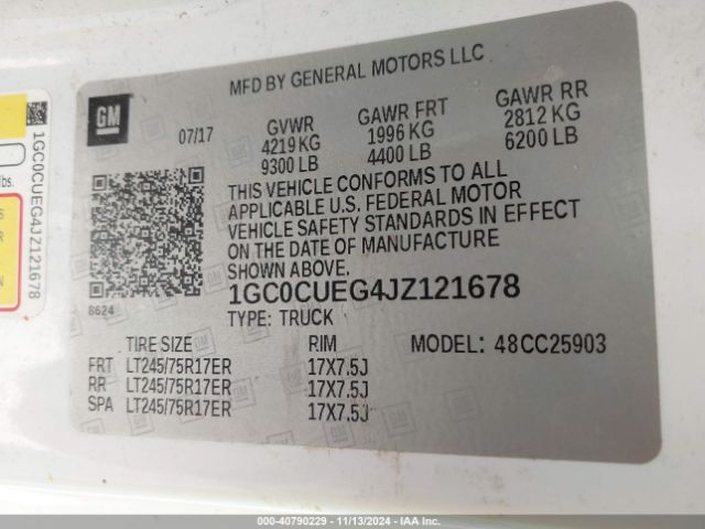 1GC0CUEG4JZ121678 Chevrolet Silverado 2500hd Wt