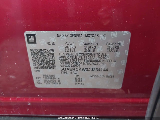 5GAERCKW3JJ234144 Buick Enclave Premium