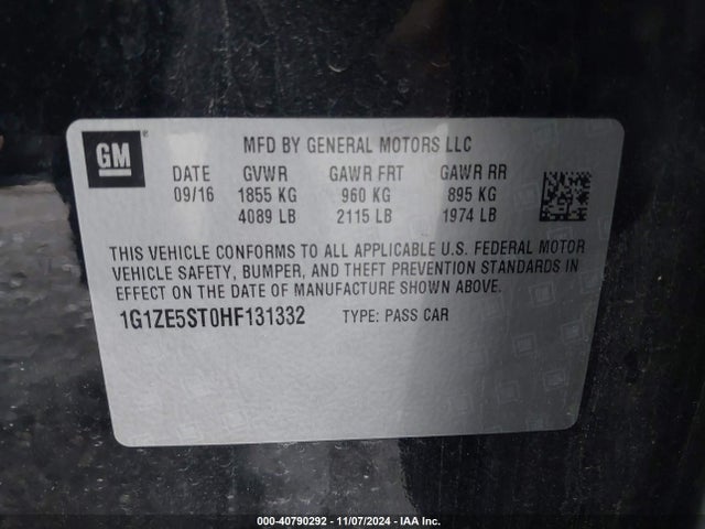 Chevrolet MALIBU 1LT 2017 1G1ZE5ST0HF131332 Image 9