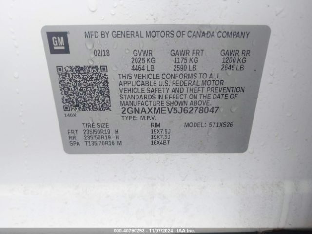 2GNAXMEV5J6278047 Chevrolet Equinox Premier