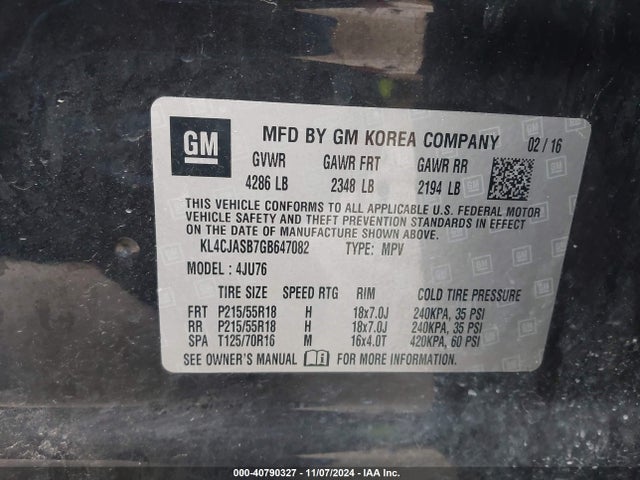 KL4CJASB7GB647082 Buick Encore
