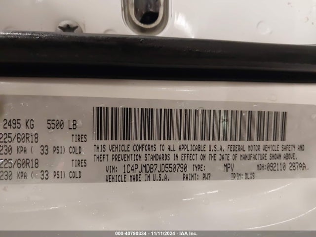 1C4PJMDB7JD550790 Jeep Cherokee Limited 4x4