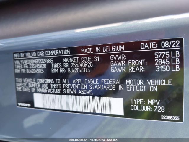 YV4ED3GM6P2027865 Volvo C40 Recharge Pure Electric Twin Ultimate
