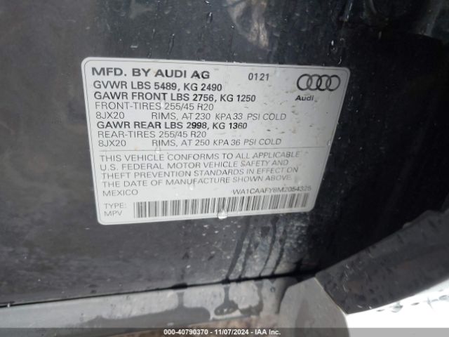 WA1CAAFY8M2054325 Audi Q5 Prestige 45 Tfsi Quattro S Tronic