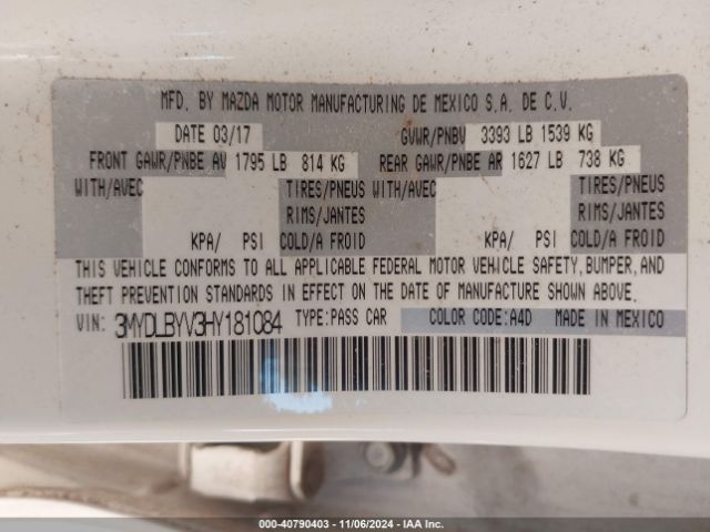 3MYDLBYV3HY181084 Toyota YARIS IA