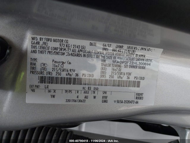Ford FOCUS SE 2017 1FADP3F22HL300694 Image 9
