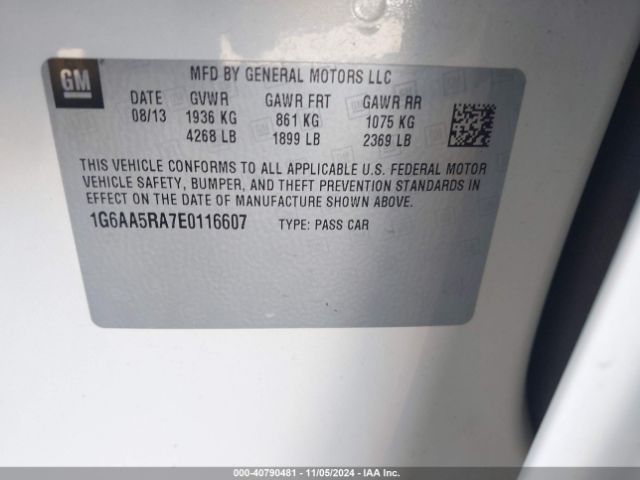 1G6AA5RA7E0116607 Cadillac Ats Standard