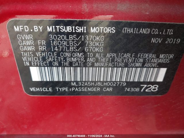 ML32A5HJ8LH002779 Mitsubishi MIRAGE LE