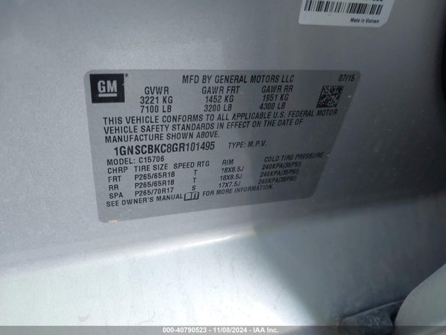 Chevrolet Tahoe Lt 2016 1GNSCBKC8GR101495 Image 9