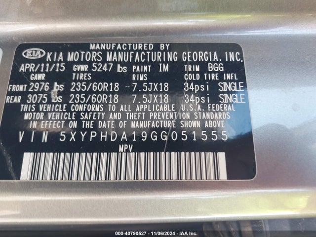 KIA Sorento 2.0t Ex 2016 5XYPHDA19GG051555 Image 9