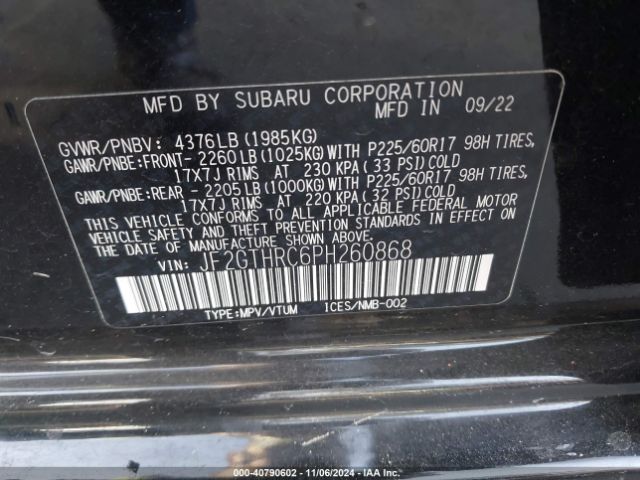 JF2GTHRC6PH260868 Subaru Crosstrek Sport