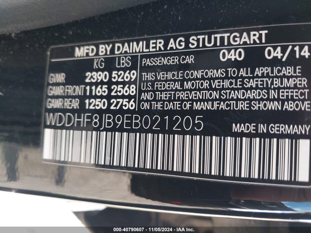 WDDHF8JB9EB021205 Mercedes-Benz E 350 4matic
