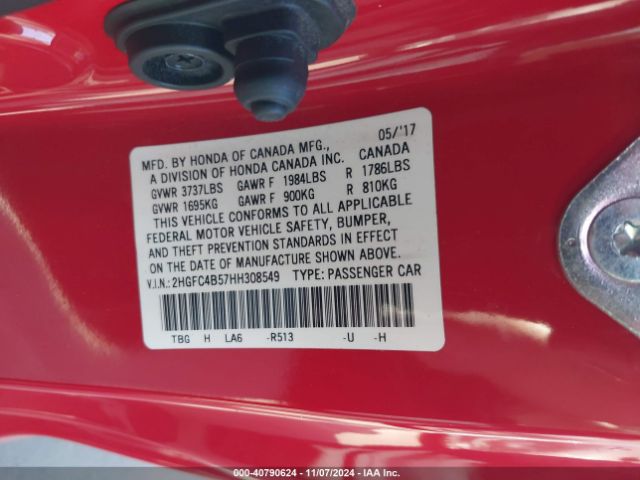 2HGFC4B57HH308549 Honda Civic Lx