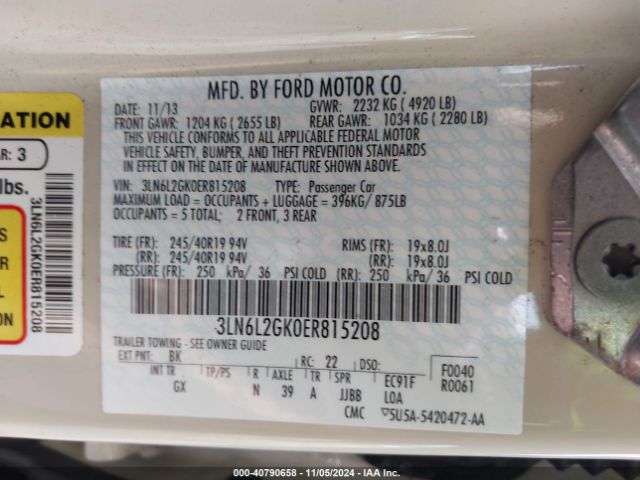 3LN6L2GK0ER815208 Lincoln MKZ