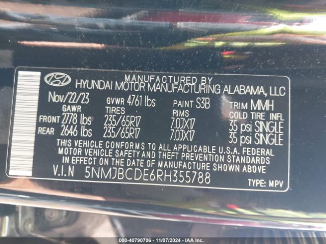 2024 HYUNDAI TUCSON 5NMJBCDE6RH355788 Photo 8
