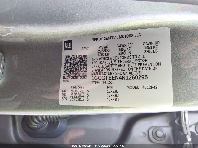 1GCGTEEN4N1260295 Chevrolet Colorado 4wd  Short Box Zr2