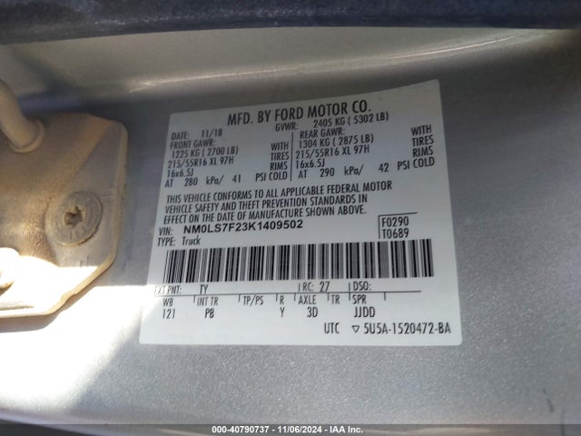 Ford Transit Connect Xlt 2019 NM0LS7F23K1409502 Image 9