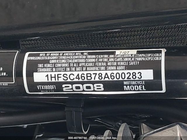 2008 HONDA VTX1800 1HFSC46B78A600283 Photo 9