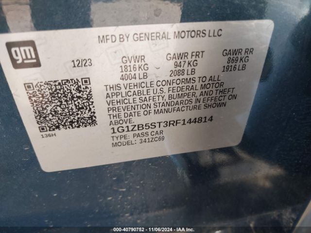 1G1ZB5ST3RF144814 Chevrolet Malibu Fwd Ls